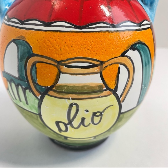 NINO PARRUCCA Hand Painted Ceramic Two Handle Oil Decanter Pitcher Made in Italy - Picture 6 of 13